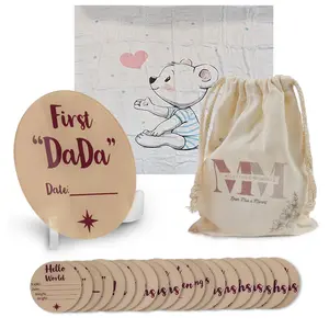 Milestone Moments Baby's 1st Year Acrylic Photo Discs - 20 Circle Discs with Stand & Erasable Marker - Perfect Gift Set for Baby Shower Decor Signs Box