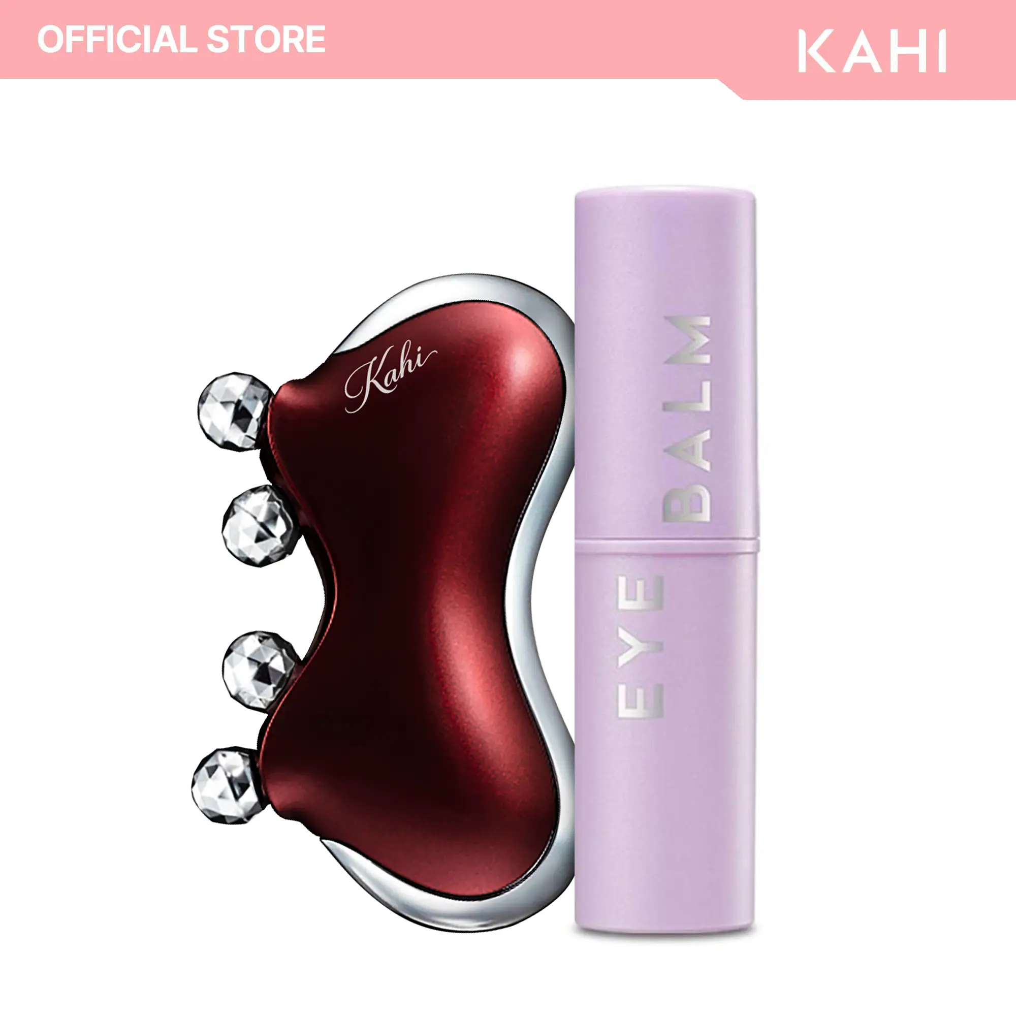 KAHI Eye Balm Brightener Stick + KAHI CAXA M1 Pearl Gua Sha Collection (Red)