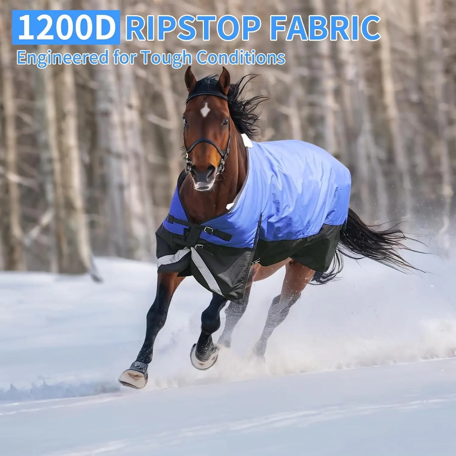 SLSY 69-75 Inch Horse Care Blankets for Winter, 1200D Waterproof Horse Blankets for Real Horses (220G Fill), Warm & Breathable Turnout Horse Sheet