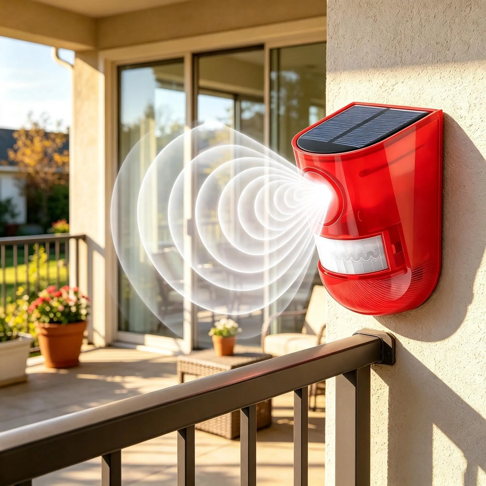 Outdoor Solar Motion Sensor Alarm - 1 Pc, 6 LED Strobe Modes, IP55 Rating, Home Perimeter & Garage Motion Detection Device
