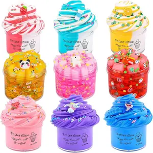 9 Pack Slime Kit, with 3Jelly Cube Crunchy and 3 Cloud and 3 Butter Slime for Girls & Boys, Soft Non-Sticky Clear Slime, Birthday Party Favor for Kids