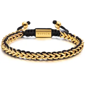 Gold-Plated Bracelets for Men, 18K Gold Plated Franco Link Chain 316L Stainless Steel Bracelet Adjustable Bracelet Mens Jewelry Birthday Gifts