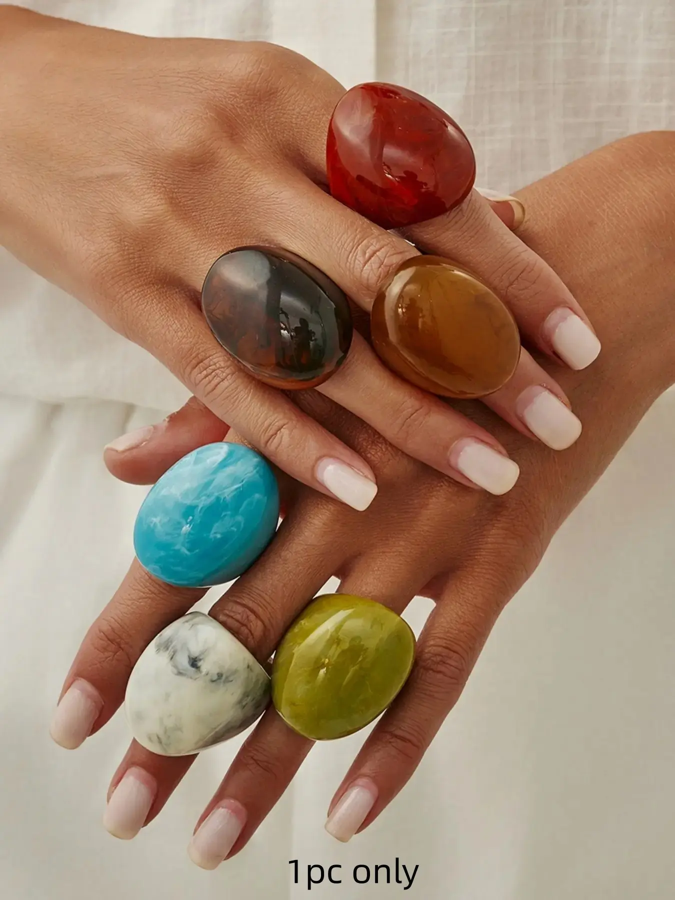 Exaggerated Fashion Geometric Design Oval Resin Ring, Bohemian Vintage Style Chunky Statement Ring, Women's Daily Wear, Versatile Use, Holiday Gift, Party Decoration, Unique Rings, Chunky Band Rings