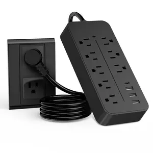 Surge Protector Power Strip - 8 Outlets with 4 USB (1 USB C) Charging Ports, Flat Plug Extension Cord, 5Ft Braided Extension Cord, Dorm Room Essential