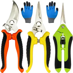 Pruning Shears, 4 Pack Garden Shears with Gardening gloves, Clippers Handheld, Stainless Steel Garden Snips, Lengnoyp Pruners for Gardening