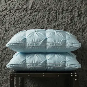 2pc Luxurious Soft Feather Velvet Pillow Set, Plush Support, Sky Blue Twisted Summer Pillows, Breathable Cool Feel, Suitable for Side and Back Sleep