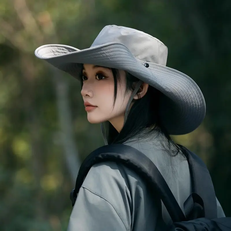 Outdoor Mountaineering Hat for Women, Sun-Shading Fisherman Hat, Climbing and Hiking Sun Protection Hat with Large Brim, Anti-UV Sun Hats