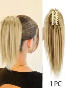 [Fluffy Synthetic Wig] Fluffy Heat-Resistant High Ponytail Short Straight Hair Claw Clip Extensions Synthetic Wig for Daily Wear - Natural Look, Easy to Style,Perfect for Casual or Formal Occasions.Increase hair volume, Halloween