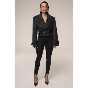 Black Sharp Presence Crop Jacket