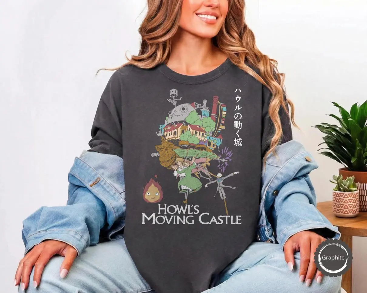 Howl's Moving Castle Shirt, Studio Ghibli Tee, Studio Ghibli Gift Tee, Soft Touch, Feels Like a Favorite, Vintage Fashion, Classic Styles for Everyone