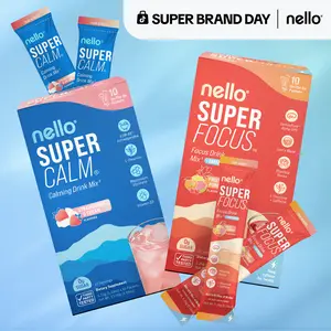Nello Super Bundle: 1 Supercalm Travel Packets (10ct) + 1 Superfocus Caffeinated Travel Packets (10ct):  Exclusive Bundle for Clarity, Productivity & Relaxation.