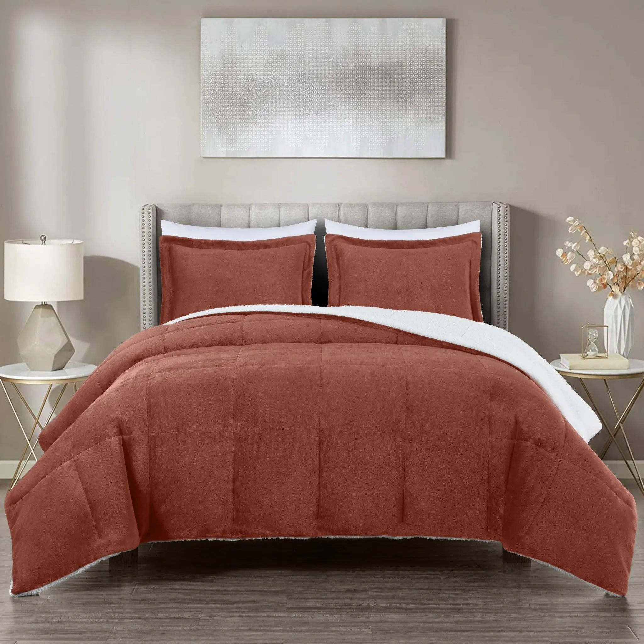 Ultra-Soft Plush Micromink Sherpa Comforter and Shams Set