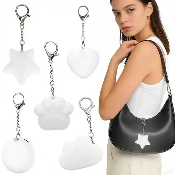 2-Pcs USB-Charged Touch-Control Cartoon Keychain Night Lights, IP54 Waterproof Bag-Mounted Lamp, Soft Non-Glare Handbag Decor, Unique Birthday Gift for Girlfriend
