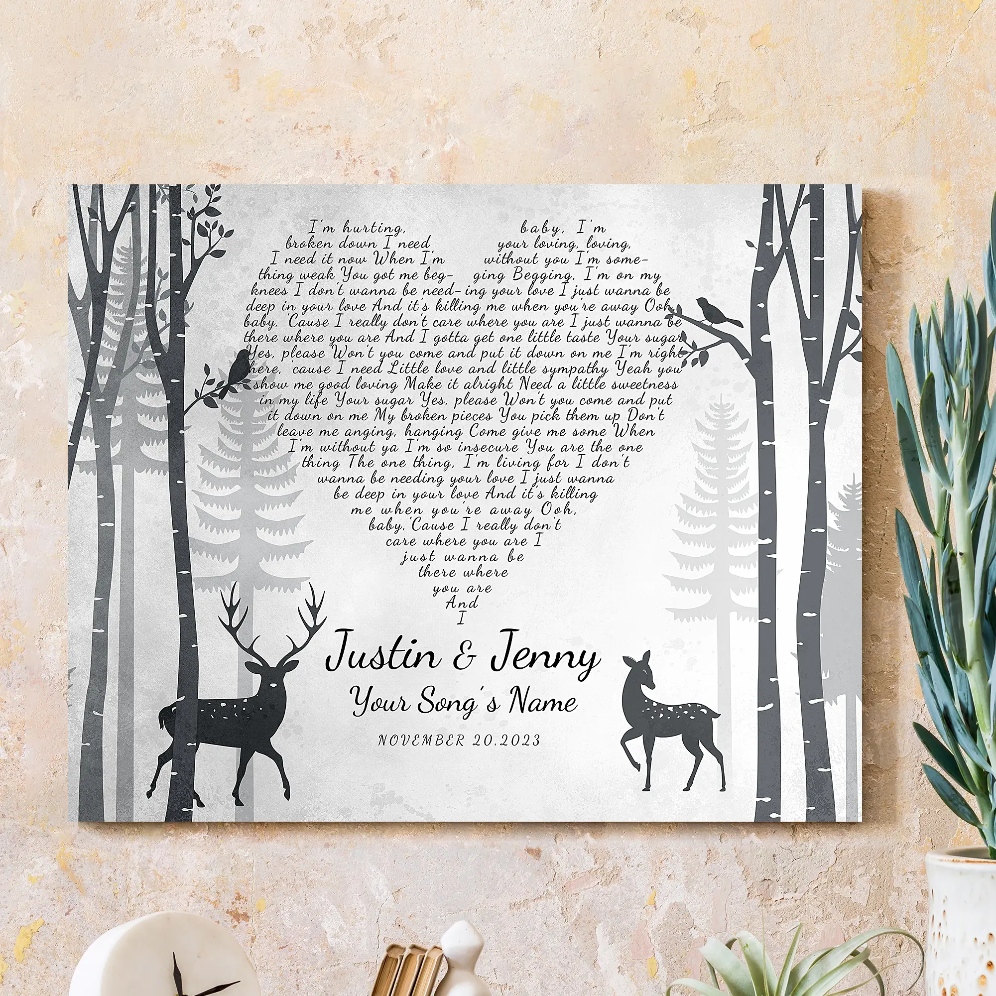 Song Lyrics on Canvas Ptints personalized Canvas Prints Love Gift for Anniversary,Wedding,Birthday and Holidays