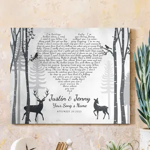 Song Lyrics on Canvas Ptints personalized Canvas Prints Love Gift for Anniversary,Wedding,Birthday and Holidays