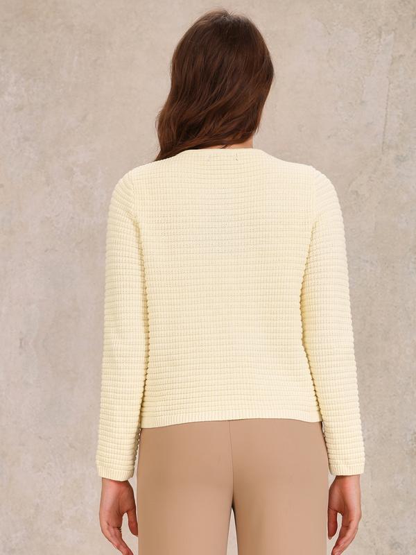 INSPIRE CHIC Cardigan Sweaters for Women Button Down Long Sleeve Crew Neck Pockets Knit Cardigan Sweater Blazer