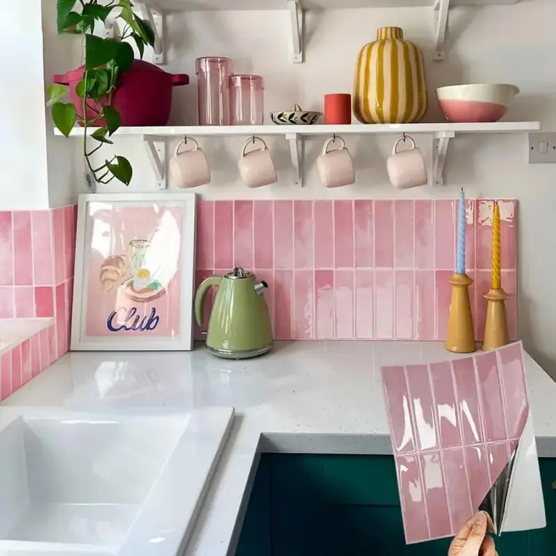Self-Adhesive Tile Wall Stickers, Waterproof Oil-Proof Wall Decals Peel and Stick, Home Decorative Stickers for Kitchen, Bathroom, Balcony and Sink, Stickers Decorations, Tile Stickers