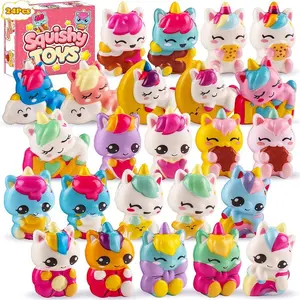 24PCS Unicorn Squishy Toys, Easter Egg Fillers Stuffers, Squishies for Kids, Slow Rising Stress Relief Toys, Party Favors Goodie Bag Stuffers, Classroom Prizes