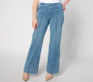 Isaac Mizrahi Live! Tall Knit Denim Trouser Jean w/ Seam Detail