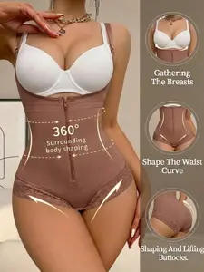 Butt Lifting Tummy Control Shapewear Bodysuit for Women, Corset Shapewear, Fajas, Colombianas Body Shaper Open Bust Front Zipper Crotch Hooks, Slimming Waist Trainer Jumpsuit, High Compression Post Surgery Colombian Shapewear, Suitable For Daily Sports
