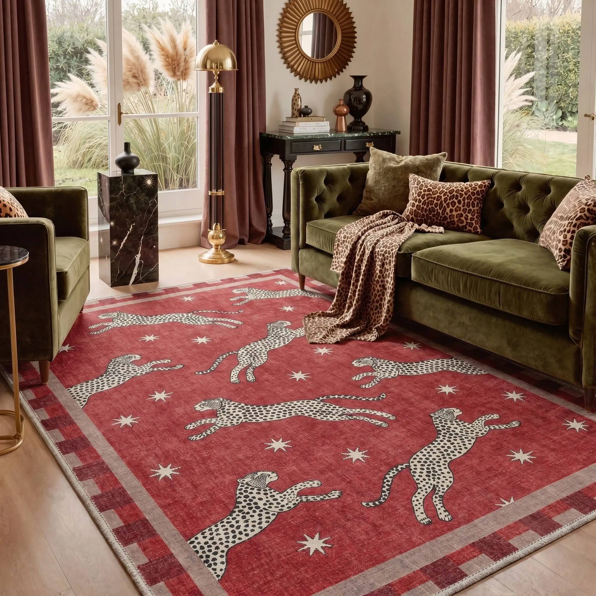 【Deals For You Days】GENIMO Non Slip Area Rug Machine Washable Soft Floor Carpet Pet Friendly Home Rug for Bedroom Living Room Kitchen Hallway Indoor Home Decor,ARC4603-SAFFRONBLOOM