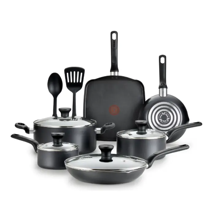 T-fal Easy Care Nonstick Cookware, 12 piece Set, Grey, B087SC64