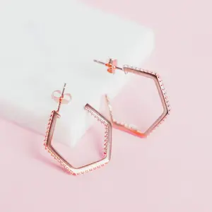 Stardust Pavé Hexagon Hoops