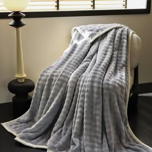 Nordic Minimalist Solid Color Faux Rabbit Fur Blanket, Thick Double-Sided Velvet Warm Style Bedroom Decor, Sofa Bed Cover