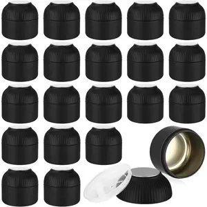 20 count Mini  Tin Canister with Airtight Double  2.5 oz Bulk Small Round Metal Tinplate  Tin Can  Kitchen Containers for Loose Teas Spices Coffee  Sugar Candy (Black)