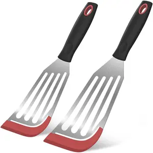 Beijing Art Fish Flipper Set, Heat-Resistant Silicone Edges, Flexible Stainless Steel Body, Special Arc Design, Non-Slip Handle, Kitchen Cooking Accessories