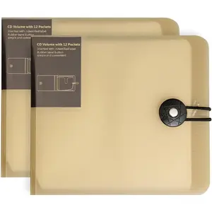 12 Capacity CD/DVD Case Holders Wallet Hard Plastic DVD Disc Storage Binder for Car Home Office Travel 2 Pcs Translucent khaki