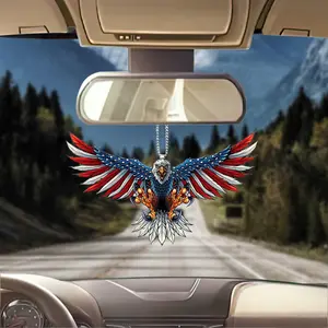 American Flag Eagle Car Interior Rearview Mirror Pendant Special-Shaped Key Chain Decorative Pendant Pendant