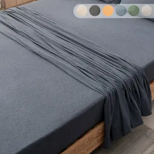1-Pack Jersey Knit Flat Top Sheet Only 100% T-Shirt Heather Cotton Super Soft Comfy Breathable Decor Bedding Supplies for Home Bedroom Elegant Comfort Essential  Flat Sheet Solid-color sheets
