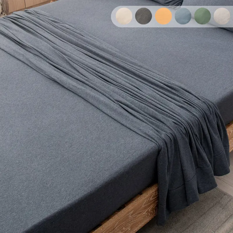 1-Pack Jersey Knit Flat Top Sheet Only 100% T-Shirt Heather Cotton Super Soft Comfy Breathable Decor Bedding Supplies for Home Bedroom Elegant Comfort Essential  Flat Sheet Solid-color sheets