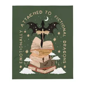 Em0tionally Attached to Ficti0nal Drag0ns Bookish, Fantasy Romance Reader, Book Merch, Booktok, Reading Cozy Plush Fleece Blanket