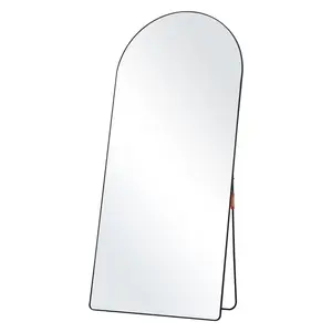 【DealsForYouDays】VEVOR Arched Full Length Mirror,  71'' x 32'', Large Free Standing Leaning Hanging Wall Mounted Floor Mirror with Stand Aluminum Alloy Frame, Full Body Dressing Mirror for Living Room Bedroom, Black Decor Crystal