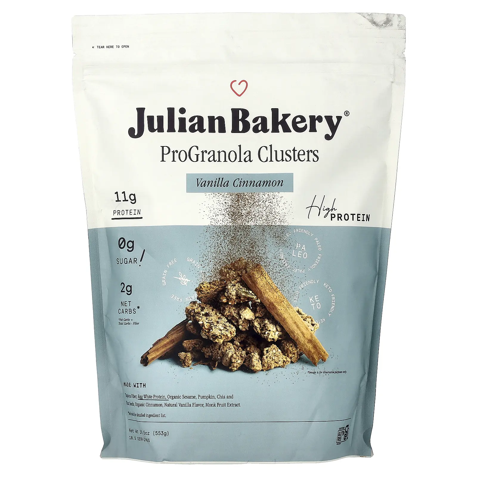 Julian Bakery Pro Granola Clusters, Vanilla Cinnamon, 19.5 oz (553 g) Julian Bakery Pro Granola Clusters, Vanilla Cinnamon, 19.5 oz (553 g)