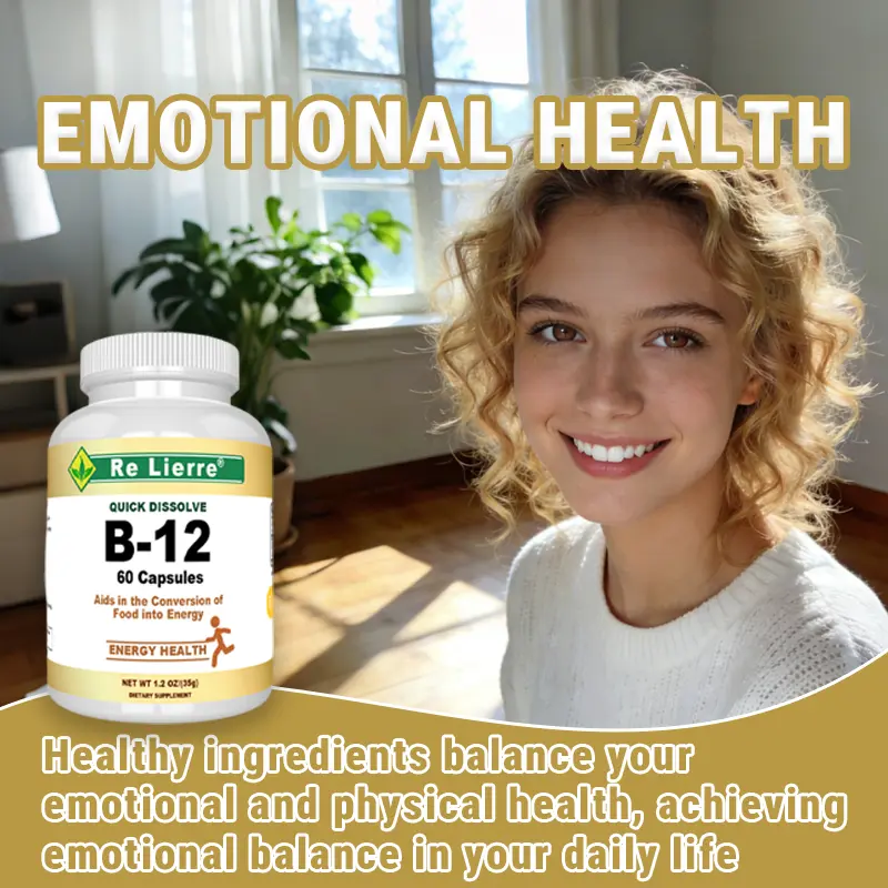 Re Lierre Vitamin  B12  Capsule |50omcg.60 Fast-absorbingcapsules  for Emotional and Physical Health Energy Balance Supplement