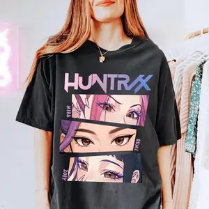 100% Cotton Demon Hunters T Shirt, Comfort  Tee, Huntrix Girl Shirt, Gift For Kpop Fan, Mira Rumi Joey, Idol Group, Huntrix Merch Golf Gift T-Shirt For Men And Women