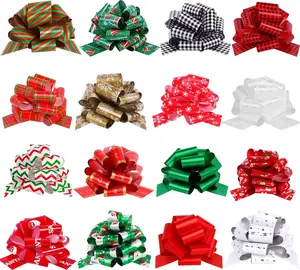 16PCS Christmas Wrap Gifts Pull Bows,Large Ribbon Bows Wrapping Accessory for Xmas Bouquet Basket Bottles Supplies Christmas Wrapping Decoration