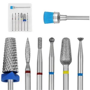7PCS nail drill bits nail tech Sets Tungsten steel carbide Diamond for Acrylic Nails Poly Gel Cuticle Remove, 3/32'' Professional Nail Bits Set for E-Files for Manicure Pedicure, Home Salon