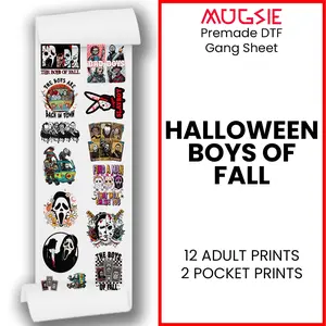 Halloween Boys Of Fall DTF Transfers 22x60 Direct-to-Film Gang Sheet