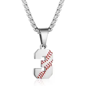 ZRAY Inspiration Baseball Jersey Number Necklace Stainless Charms Number Pendant for Men