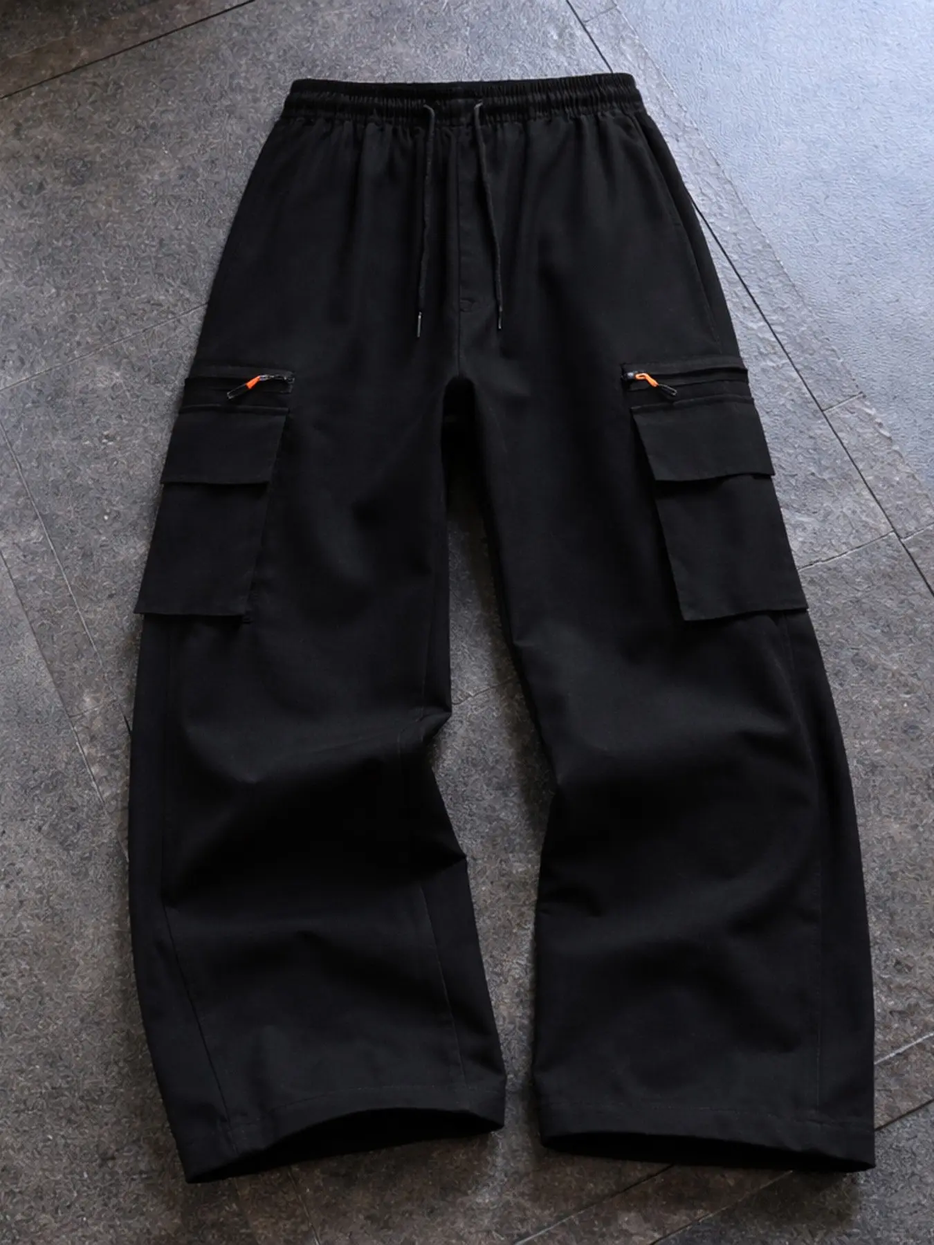 New Zip Pocket Straight Leg Pants, Casual Workwear Trousers for Men, Casual Fashion Trousers, Summer Solid Color Outdoor Multi-Pocket Loose Fit Long Pants, Casual Lounge Pants