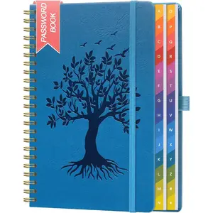 Large Print Password Book for Seniors, A-Z Alphabetical Tabs, 8.5" x 5.5" Spiral Password Keeper & Internet Login Organizer, Easy to Read, 120 GSM Thick Paper, Home & Office - Royal Blue