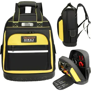 Tool Backpack,17 Inch Tool Bag Backpack with Waterproof Molded Hard Base,Tool Bag with Reinforced Stitching,Waist-,Work backpack for Industrial,Electrician,Construction
