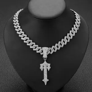 New Cross Sword Pendant Full Diamond Cuban Chain Hip Hop Legend Large Sword Ornament