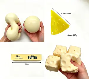 Thin-Skin Milk-Scented Squishy Toys - Cheese Squishy Cube, Peanut, Butter & Daifuku Designs, Stress Relief Toy for Kids & Adults, Ideal Gift