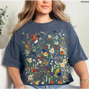Vintage Flowers Shirt, Boho Cottagecore Tshirt, Botanical Floral Tee, Wildflowers And Fairycore Gift For Garden Lover , Lovely Clothes