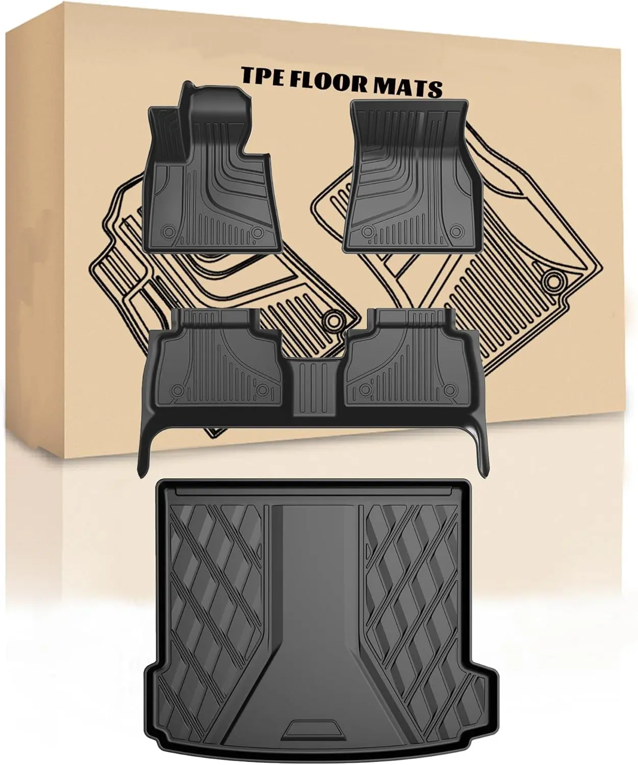 For BMW X5 (F15) 2014-2018 | Floor Mats:  All Weather Floor Mats & Cargo Liner Compatible All Season Guard X5 Accessories Anti-Slip Floor Mats Cargo Liner Trunk Setor Vehicle Accessories Interior Accessories Car Accessories